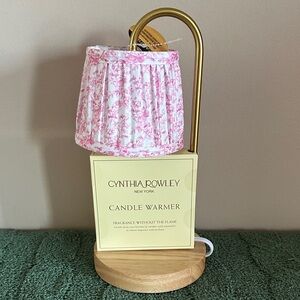 Cynthia Rowley Candle Warmer Pink Floral Wood Base Gold Tone NEW!